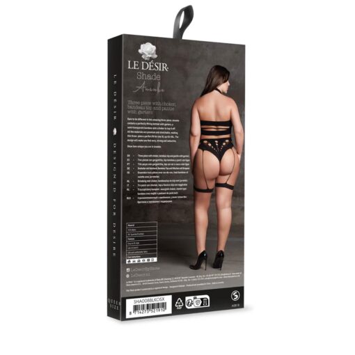 Ananke xii - three piece with choker, bandeau top and pantie with garters - plus size - obrazek 3