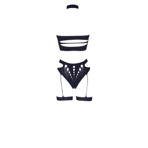 Ananke xii - three piece with choker, bandeau top and pantie with garters - plus size - obrazek 11