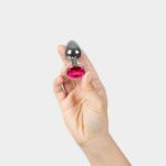 Fuchsia jewelled metal butt plug - obrazek 2