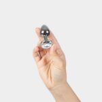 Clear crystal jewelled metal butt plug - obrazek 2