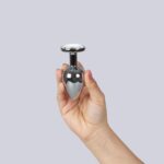 Clear crystal jewelled metal butt plug - obrazek 2