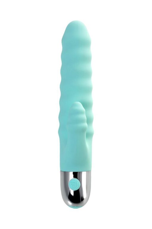 Relief vibrator with clitoral stimulation flovetta flax, silicone, mint, 17.5 cm - obrazek 5