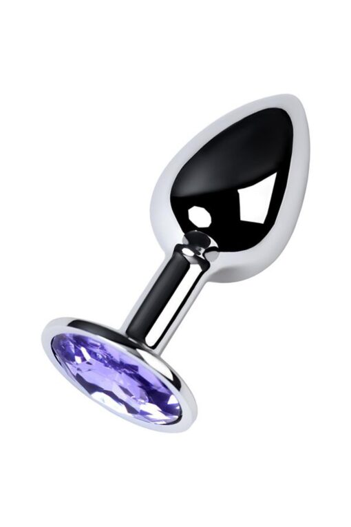 Silver anal plug with gem, blue - obrazek 2