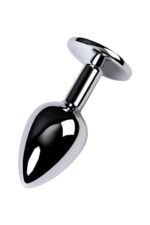 Silver anal plug with gem, blue - obrazek 3