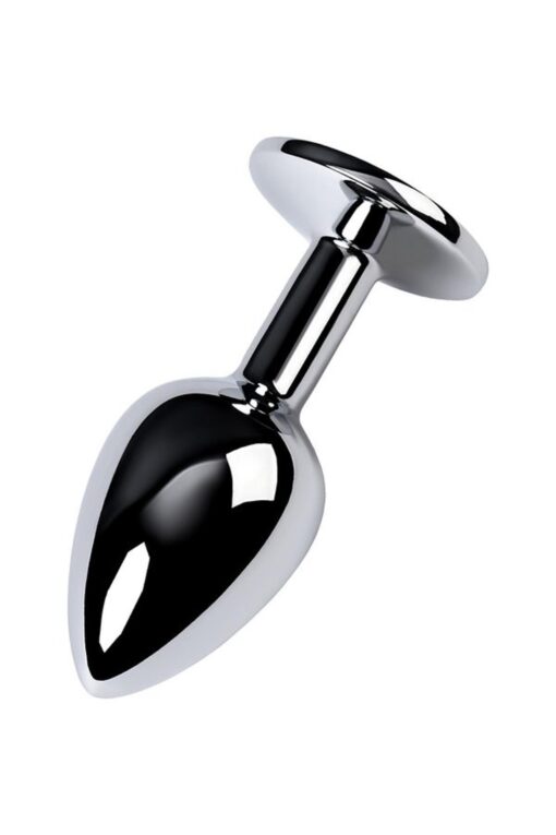 Silver anal plug with gem, blue - obrazek 3