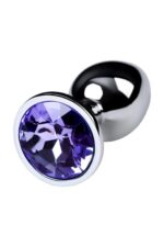 Silver anal plug with gem, blue - obrazek 4