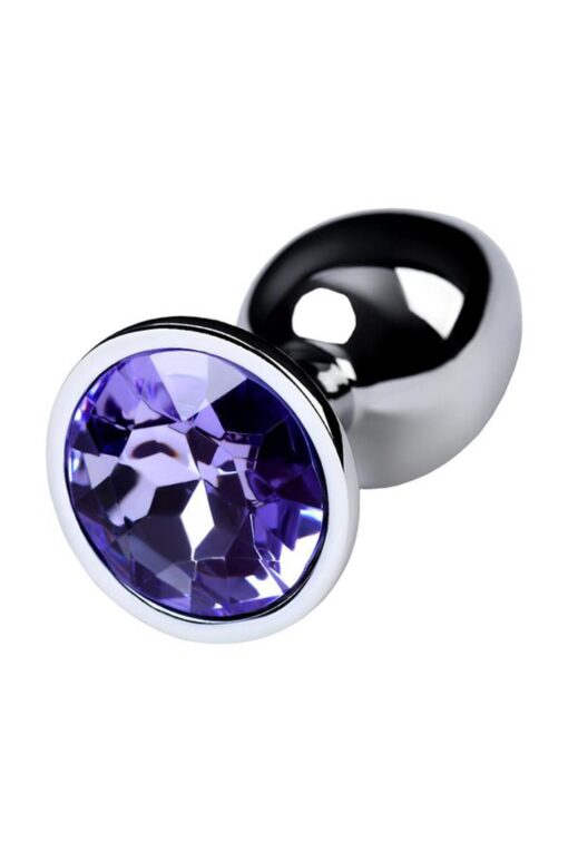 Silver anal plug with gem, blue - obrazek 4