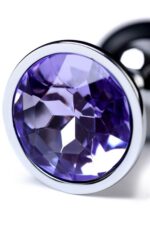Silver anal plug with gem, blue - obrazek 6
