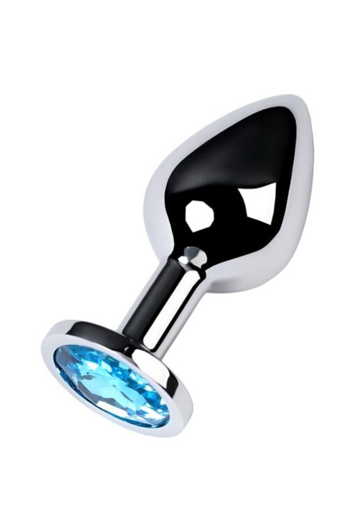 Silver anal plug with gem, turquoise - obrazek 2