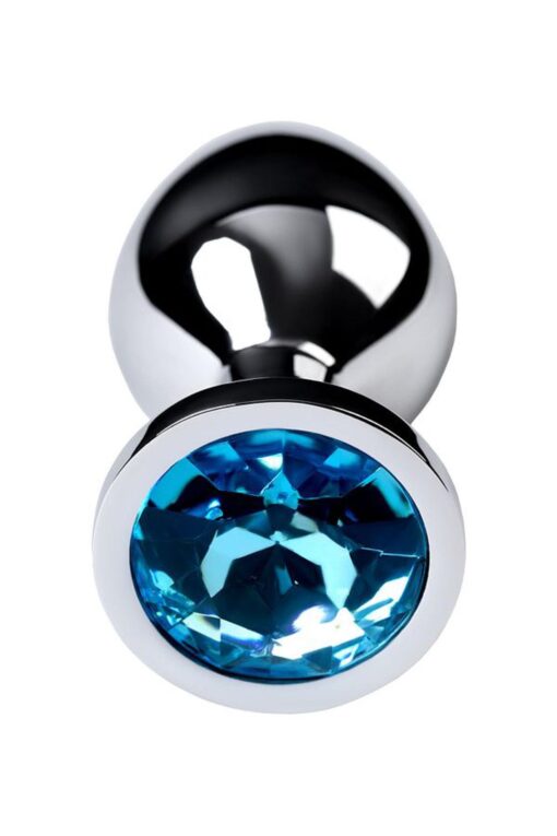 Silver anal plug with gem, turquoise - obrazek 4