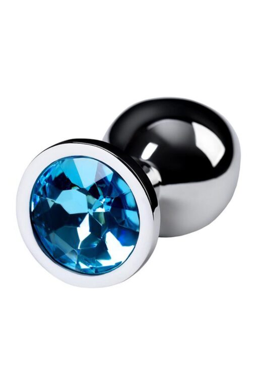 Silver anal plug with gem, turquoise - obrazek 5