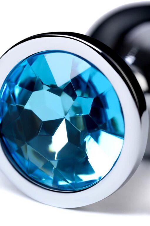 Silver anal plug with gem, turquoise - obrazek 9