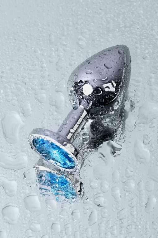 Silver anal plug with gem, turquoise - obrazek 10