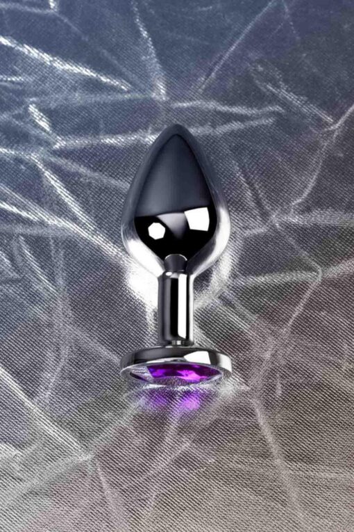 Silver anal plug toyfa metal,with a amethyst colored gem - obrazek 9