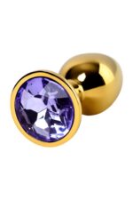 Golden anal plug toyfa metal,with a amethyst colored gem - obrazek 3