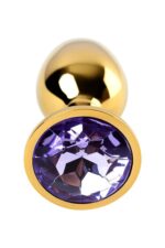 Golden anal plug toyfa metal,with a amethyst colored gem - obrazek 4