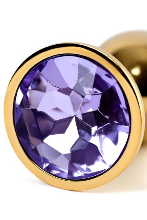 Golden anal plug toyfa metal,with a amethyst colored gem - obrazek 6