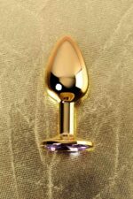 Golden anal plug toyfa metal,with a amethyst colored gem - obrazek 9