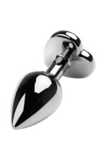 Silver anal plug with pink gem heart-shaped - obrazek 3