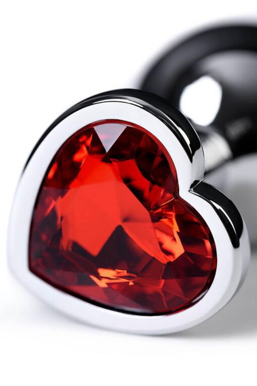 Silver anal plug with pink gem heart-shaped - obrazek 6
