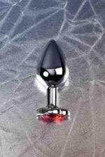 Silver anal plug with pink gem heart-shaped - obrazek 9