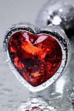 Silver anal plug with pink gem heart-shaped - obrazek 10