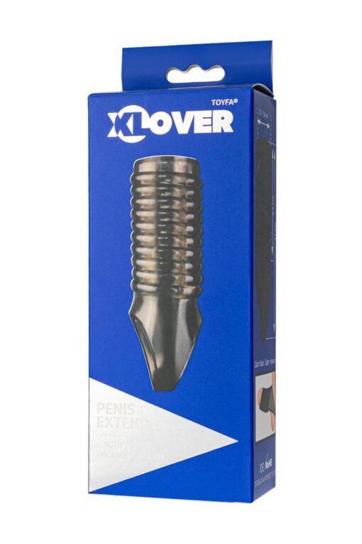 Toyfa xlover, penis sleeve, for enlargement, tpe, transparent black, 11 cm - obrazek 4