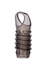 Toyfa xlover, penis sleeve, for enlargement, tpe, transparent black, 10,5 cm - obrazek 2