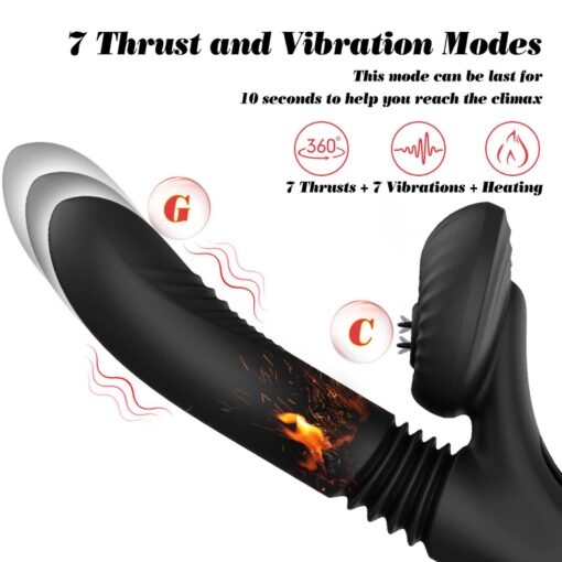 Silicone vibrator 7 powerful modes - licking,
thrusting and heating, black - obrazek 6
