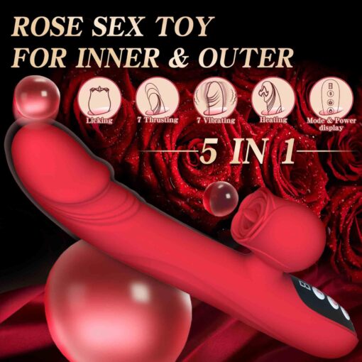 Silicone vibrator 7 powerful modes - 
licking, 7 thrusting
heating, red - obrazek 7