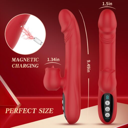 Silicone vibrator 7 powerful modes - 
licking, 7 thrusting
heating, red - obrazek 10