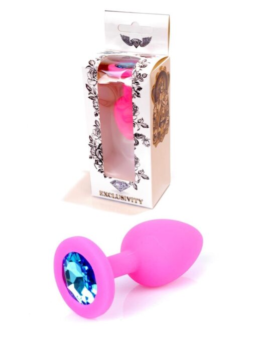 Plug-jewellery pink silicon plug small- light blue diamond - obrazek 9