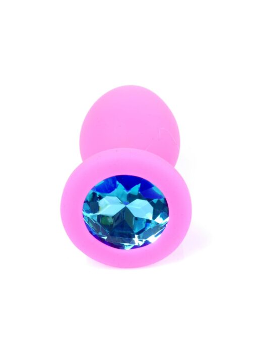 Plug-jewellery pink silicon plug small- light blue diamond - obrazek 2