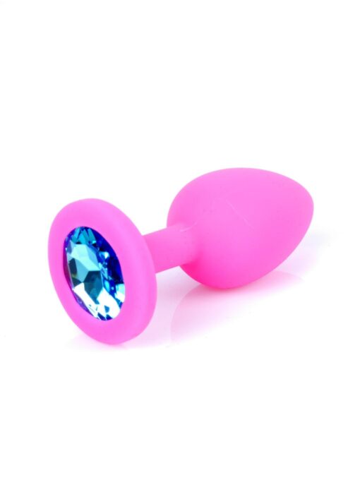 Plug-jewellery pink silicon plug small- light blue diamond - obrazek 7
