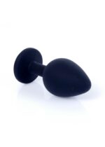 Plug-jewellery black silicon plug medium- pink diamond - obrazek 2