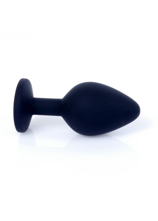 Plug-jewellery black silicon plug medium- pink diamond - obrazek 4