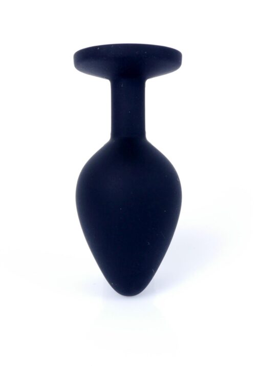 Plug-jewellery black silicon plug medium- pink diamond - obrazek 5