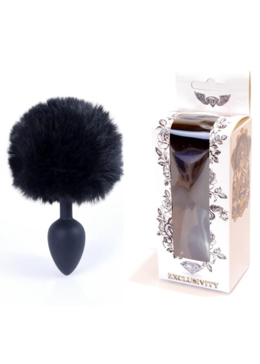 Plug-jewellery silicon plug - bunny tail - black - obrazek 7