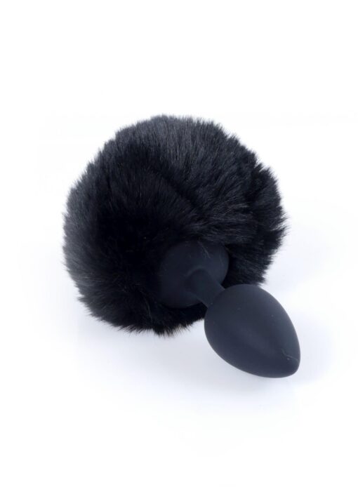 Plug-jewellery silicon plug - bunny tail - black - obrazek 2