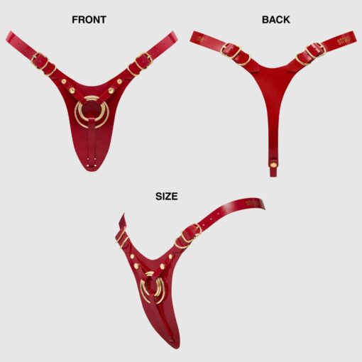 Leatherette harness fabulous - one size - red glossy - obrazek 6