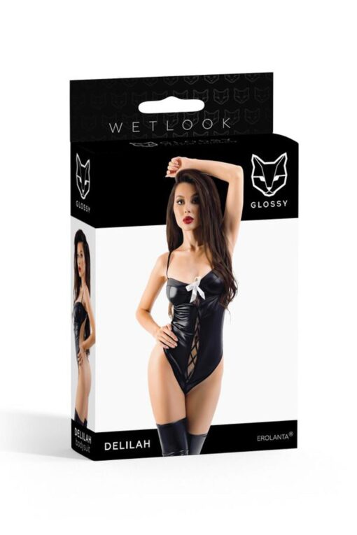 Wetlook bodysuit delilah - black xl - obrazek 5