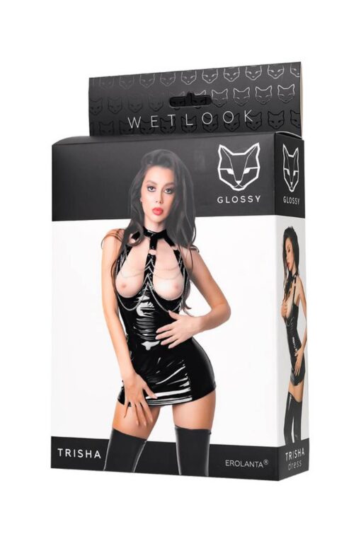 Wetlook dress trisha - black xl - obrazek 5