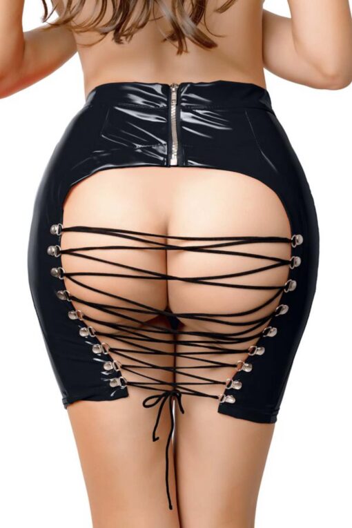 Wetlook skirt leanne - black xl - obrazek 3