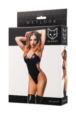 Glossy reina, bodysuit, wetlook, black, s - obrazek 4
