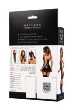 Glossy mirabell, dress, wetlook, black, m - obrazek 5