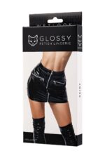 Glossy billie, skirt, wetlook, black, m - obrazek 4