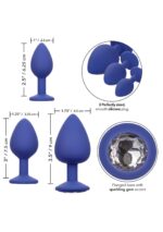 Cheeky Gems – zestaw 3 fioletowych silikonowych korków analnych z kryształkami - obrazek 3