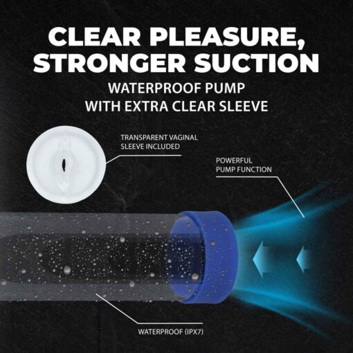 Engage - automatic waterproof penis pump and masturbator - metallic blue - obrazek 5