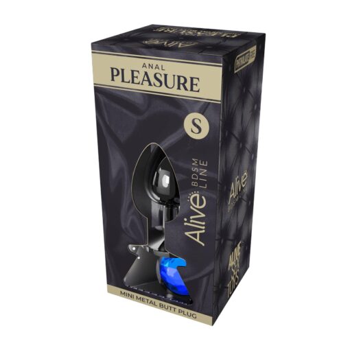 Mini metal butt plug s blue - obrazek 2