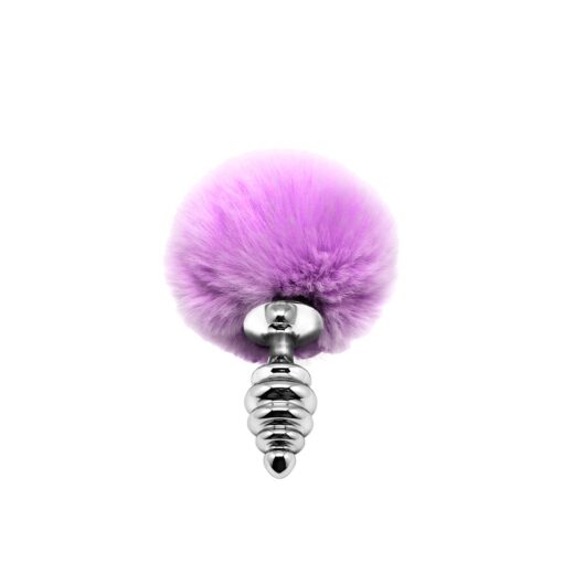 Metal anal fluffy twist plug s pink - obrazek 2